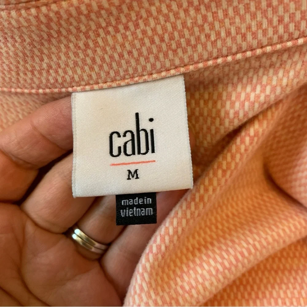 CAbi Take 5 Long Topper Jacket Coat Pink Tweed Button Front Sz M Career Stretch - Picture 10 of 15
